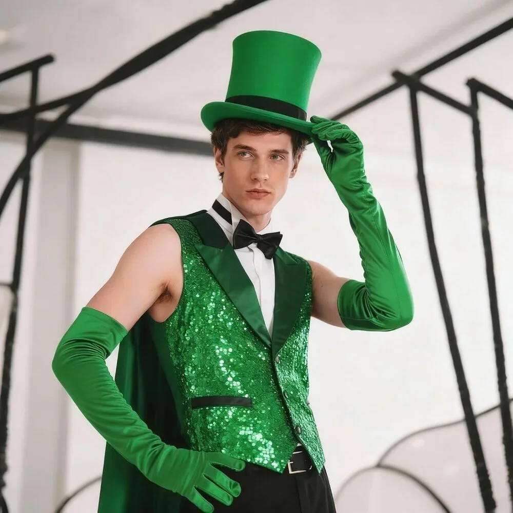 Long Green Gloves Spandex Costume Accessory for Cosplay Halloween Party